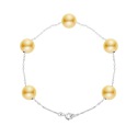 Bracelet Chaine Singapour en Or Blanc & Perle