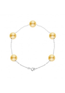 Bracelet Chaine Singapour en Or Blanc & Perle