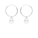 Boucles d'Oreilles Créoles en Argent Massif & Perles