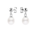 Boucles d'Oreilles Pendantes en Argent Massif & Perles