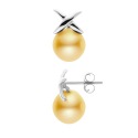 Boucles d'Oreilles - Motif Nœud- en Or Blanc _x000D_