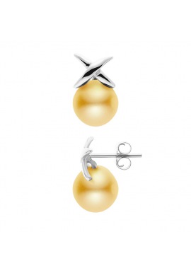 Boucles d'Oreilles - Motif Nœud- en Or Blanc _x000D_