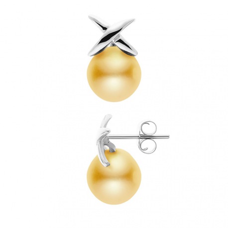 Boucles d'Oreilles - Motif Nœud- en Or Blanc _x000D_