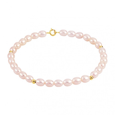 Bracelet Rang de Perles  ponctué de Boules Or - Fermoir Or Jaune