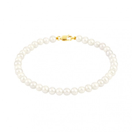 Bracelet Rang de Perles  - Fermoir Mousqueton Or Jaune