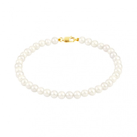 Bracelet Rang de Perles  - Fermoir Mousqueton Or Jaune