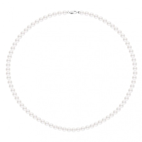 Collier de Perles Fermoir Mousqueton Or Blanc