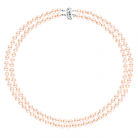 Collier Double Rang Prestige de   - Fermoir Cylindrique Argent Massif