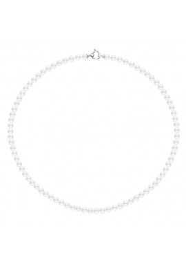 Collier Rang de Perles  Fermoir Anneau Marin Or Blanc