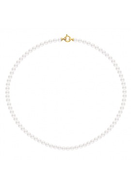 Collier Rang de Perles  Fermoir Anneau Marin Or Jaune