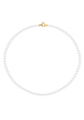 Collier Rang de Perles  Fermoir Anneau Marin Or Jaune