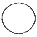 Collier Rang de Perles  Fermoir Anneau Marin Or Blanc