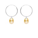 Boucles d'Oreilles Créoles en Argent Massif & Perles