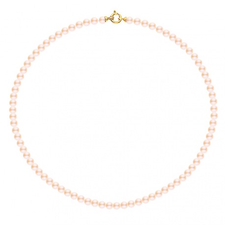 Collier Rang de Perles  Fermoir Anneau Marin Or Jaune