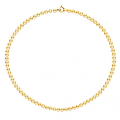 Collier Rang de Perles  Fermoir Anneau Marin Or Jaune