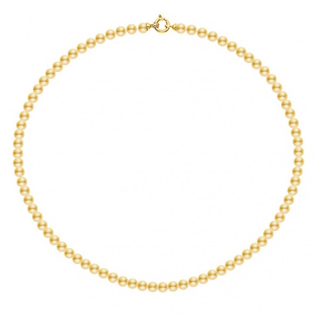 Collier Rang de Perles  Fermoir Anneau Marin Or Jaune