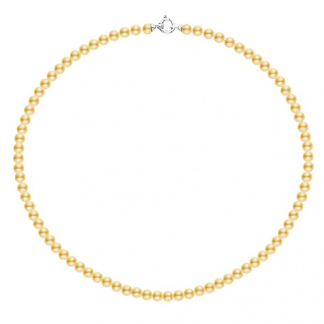 Collier Rang de Perles  Fermoir Anneau Marin Or Blanc