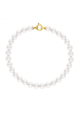 Bracelet Rang de Perles  - Fermoir Anneau Marin Or Jaune