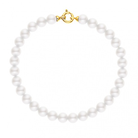 Bracelet Rang de Perles  - Fermoir Anneau Marin Or Jaune