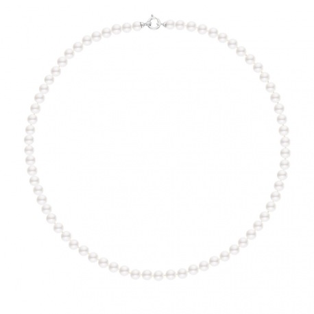 Collier Rang Princesse en   - Fermoir Anneau Marin Or Blanc