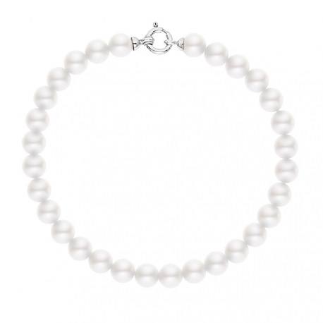 Bracelet Rang de Perles  - Fermoir Anneau Marin Or Blanc