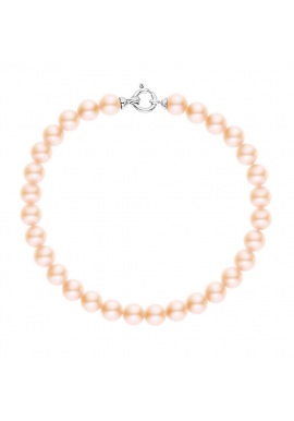 Bracelet Rang de Perles  - Fermoir Anneau Marin Or Blanc