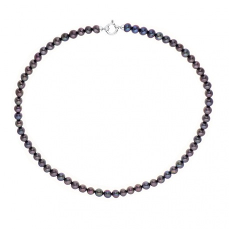 Collier Rang Princesse en   - Fermoir Anneau Marin Or Blanc