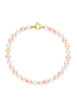 Bracelet Rang de Perles  - Fermoir Anneau Marin Or Jaune