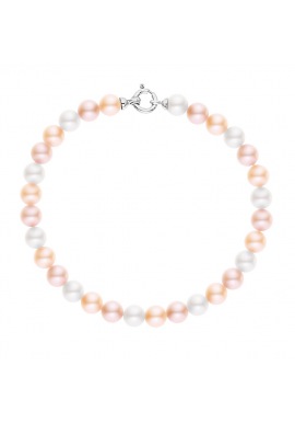 Bracelet Rang de Perles  - Fermoir Anneau Marin Or Blanc