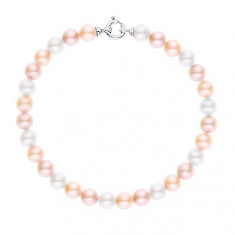 Bracelet Rang de Perles  - Fermoir Anneau Marin Or Blanc