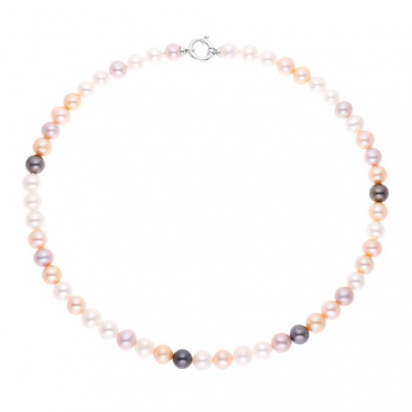 Collier Rang Princesse en   - Fermoir Anneau Marin Or Blanc