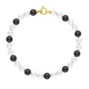 Bracelet Rang de Perles  - Fermoir Anneau Marin Or Jaune