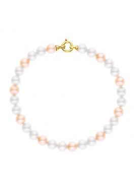 Bracelet Rang de Perles  - Fermoir Anneau Marin Or Jaune