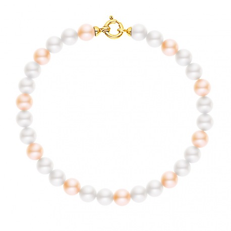 Bracelet Rang de Perles  - Fermoir Anneau Marin Or Jaune