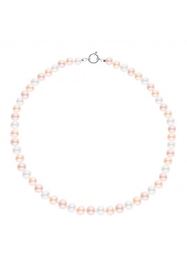Collier Rang Princesse Fermoir avec Anneau Marin Or Blanc