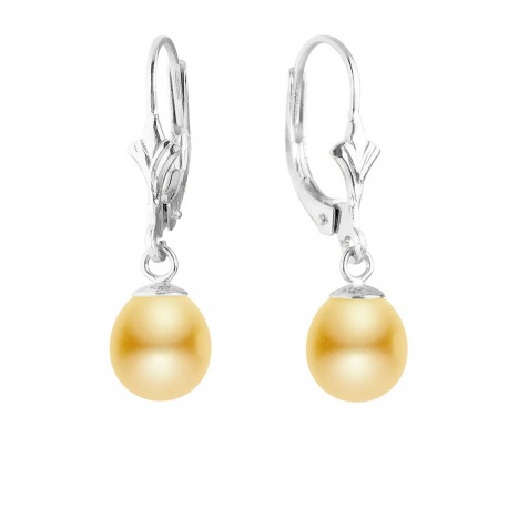 Boucles d'Oreilles Pendantes en Argent Massif & Perles