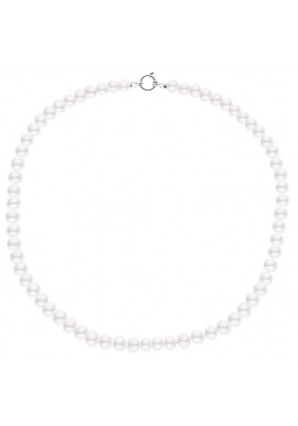 Collier Rang Princesse 50 cm  - Fermoir Anneau Marin Or Blanc