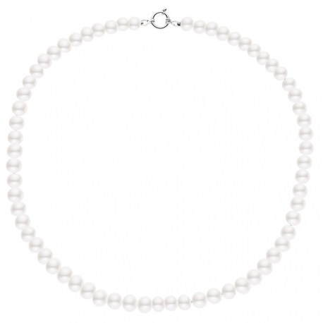 Collier Rang Princesse 50 cm  - Fermoir Anneau Marin Or Blanc