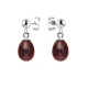 Boucles d'Oreilles Pendantes en Argent Massif & Perles