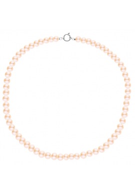 Collier Rang Princesse 50 cm  - Fermoir Anneau Marin Or Blanc