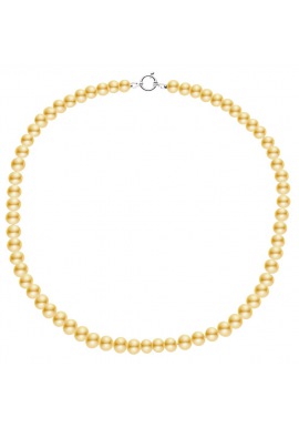 Collier Rang Princesse 50 cm  - Fermoir Anneau Marin Or Blanc