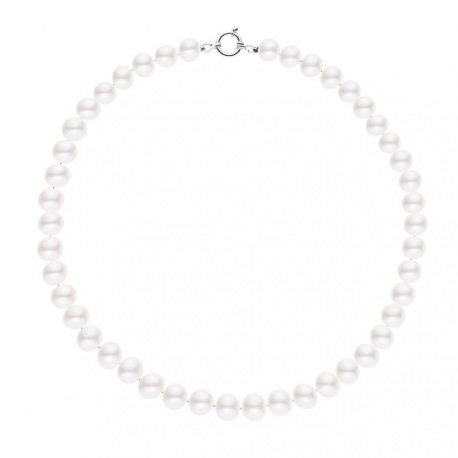 Collier Rang Choker - Fermoir Anneau Marin Or Blanc Prestige