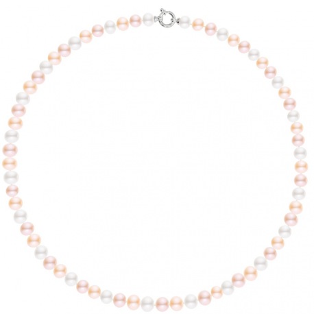 Collier Rang Matinée - Fermoir Anneau Marin Prestige Or Blanc