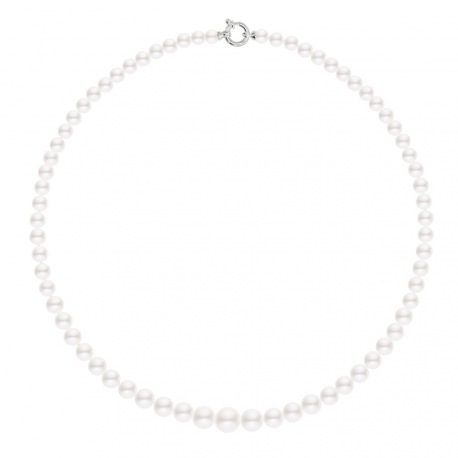 Collier Rang Chute - Fermoir Anneau Marin Or Blanc