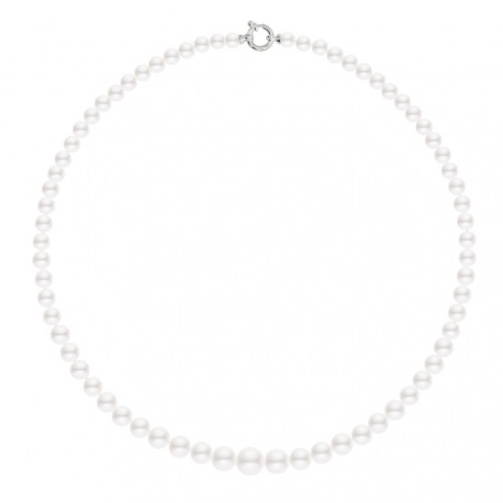 Collier Rang Chute - Fermoir Anneau Marin Or Blanc