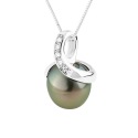 Pendentif Prestige Serti Diamant Bélière Spirale en Or Blanc