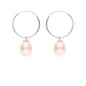 Boucles d'Oreilles Créoles en Argent Massif & Perles