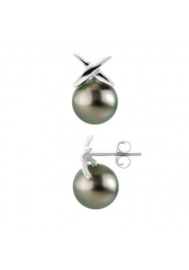 Boucles d'Oreilles - Motif Nœuds  Or Blanc