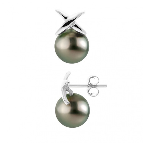 Boucles d'Oreilles - Motif Nœuds  Or Blanc