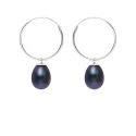 Boucles d'Oreilles Créoles en Argent Massif & Perles